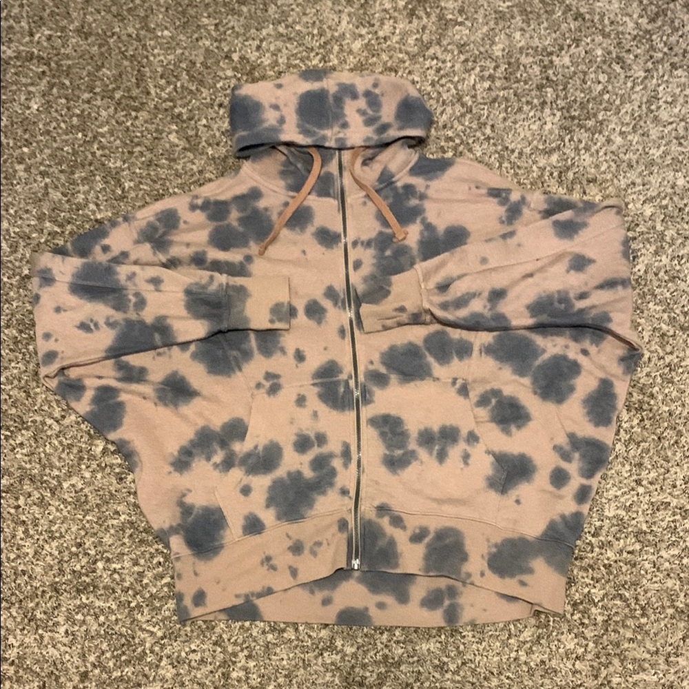 SO Womens Tie-Dye Size Small Oversided Zip Up Hoodie